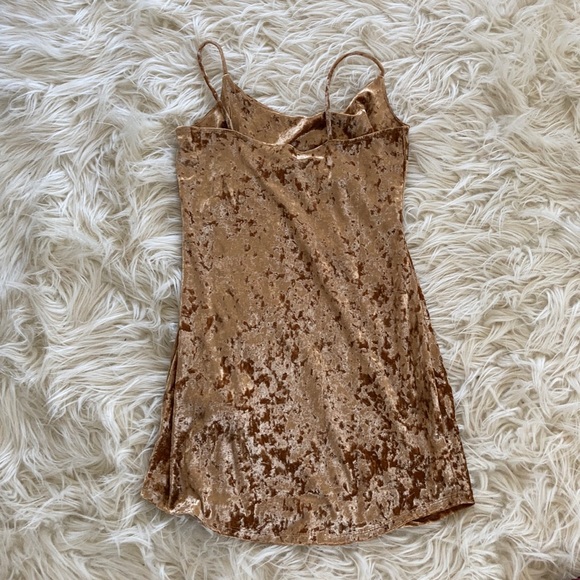 FOREVER 21: Tan Velvet Mini Dress - Picture 2 of 2